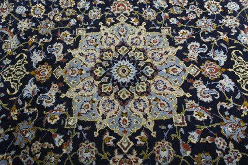 Central medallion detail of 1970s Kashan rug from Iran / Persia