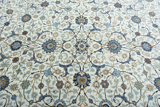 Central medallion detail of 2000s Kashan rug from Iran / Persia