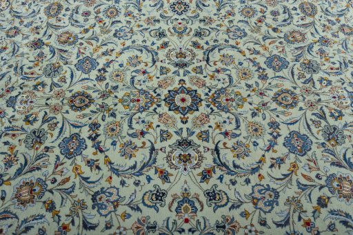 Central medallion detail of 1970s Kashan rug from Iran / Persia