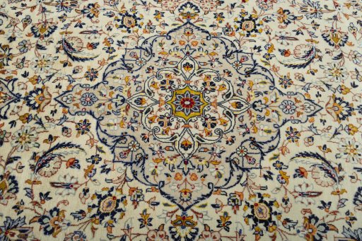 Central medallion detail of 2000s Kashan rug from Iran / Persia