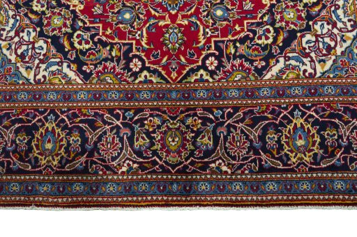 Full view of 2000s Kashan rug from Iran / Persia, 302 × 196 cm in Red tones