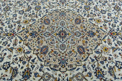 Central medallion detail of 2000s Kashan rug from Iran / Persia
