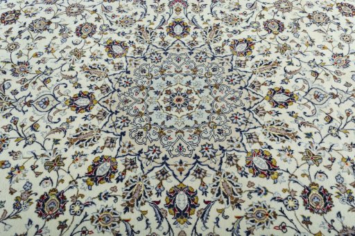 Central medallion detail of 2000s Kashan rug from Iran / Persia