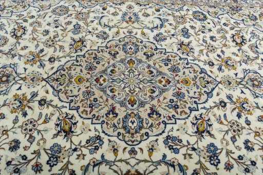 Central medallion detail of 2000s Kashan rug from Iran / Persia