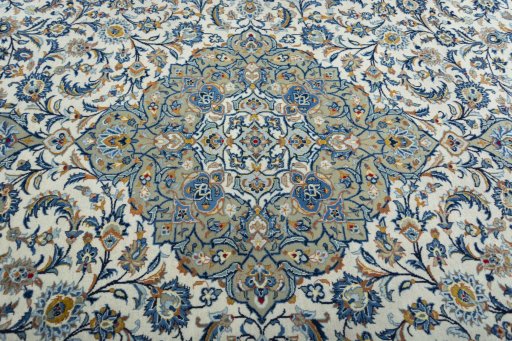Central medallion detail of 2000s Kashan rug from Iran / Persia