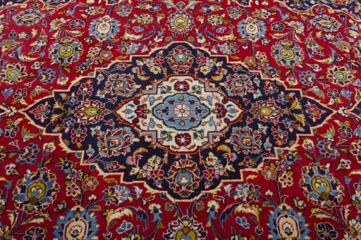 Central medallion detail of 2000s Kashan rug from Iran / Persia