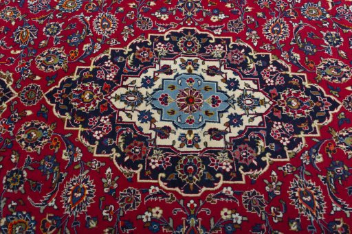 Central medallion detail of 2000s Kashan rug from Iran / Persia