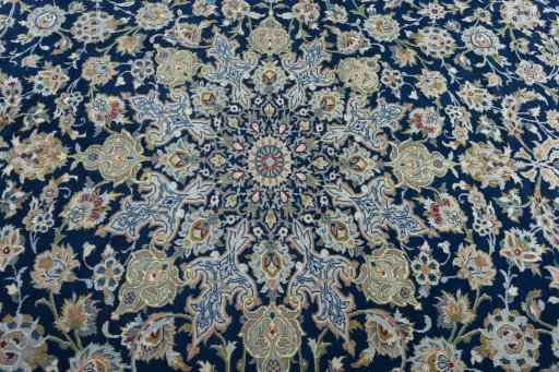 Central medallion detail of 2000s Kashan rug from Iran / Persia