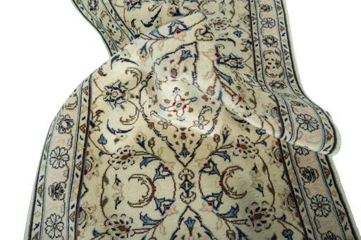 Close-up detail of 2000s Kashan rug from Iran / Persia showing Wool weave
