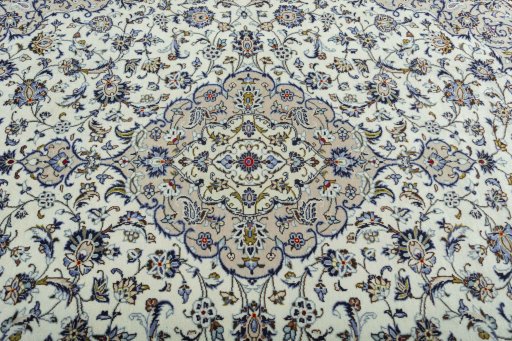 Central medallion detail of 2000s Kashan rug from Iran / Persia