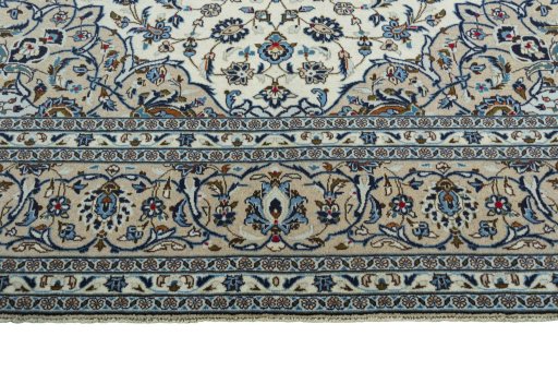Full view of 2000s Kashan rug from Iran / Persia, 403 × 296 cm in Beige tones