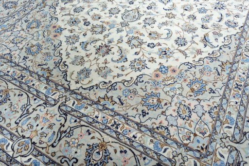 Close-up detail of New Kashan rug from Iran / Persia showing Wool weave