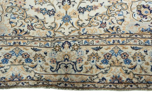 Full view of 2000s Kashan rug from Iran / Persia, 351 × 251 cm in Beige tones