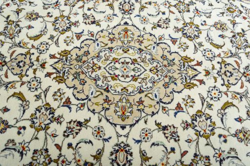 Central medallion detail of 2000s Kashan rug from Iran / Persia