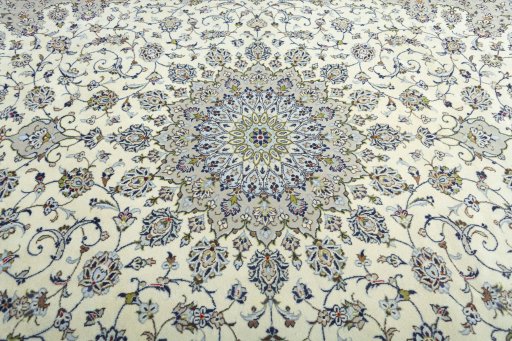 Central medallion detail of 2000s Kashan rug from Iran / Persia