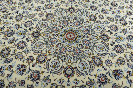 Central medallion detail of 2000s Kashan rug from Iran / Persia