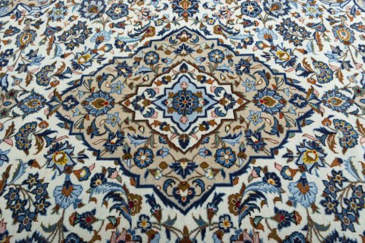 Central medallion detail of 2000s Kashan rug from Iran / Persia