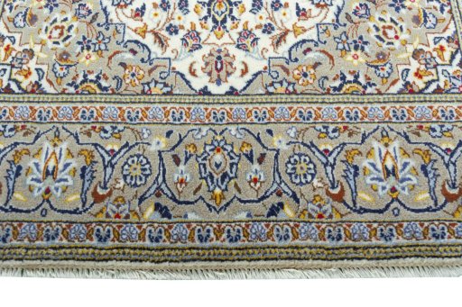 Close-up detail of 2000s Kashan rug from Iran / Persia showing Wool weave