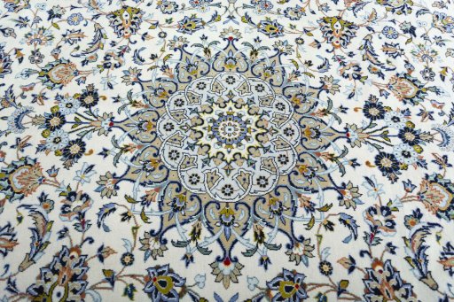 Central medallion detail of 2000s Kashan rug from Iran / Persia