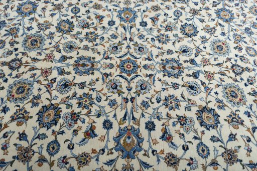 Central medallion detail of 1970s Kashan rug from Iran / Persia