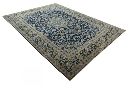 Close-up detail of 2000s Kashan rug from Iran / Persia showing Wool weave