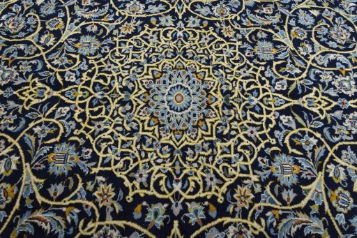 Central medallion detail of 2000s Kashan rug from Iran / Persia
