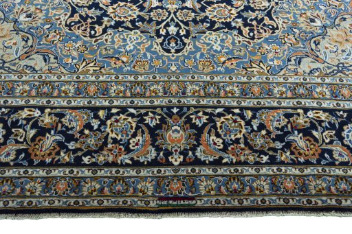 Full view of 2000s Kashan rug from Iran / Persia, 430 × 310 cm in Blue tones