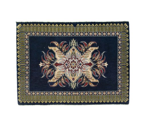 Full view of 2000s Kashan rug from Iran / Persia, 65 × 90 cm in Multi Color tones