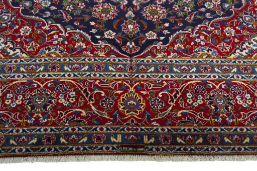 Full view of 2000s Kashan rug from Iran / Persia, 415 × 315 cm in Blue tones