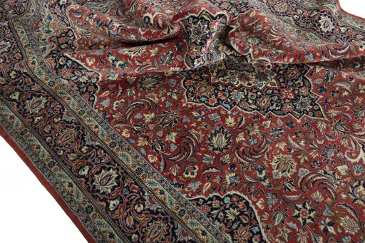Surface texture of New Kashan rug with natural Cork and intricate pattern