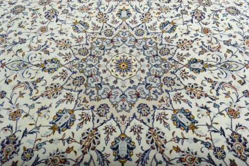 Central medallion detail of 2000s Kashan rug from Iran / Persia