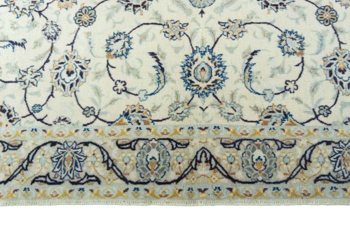 Full view of 2000s Kashan rug from Iran / Persia, 165 × 110 cm in Beige tones