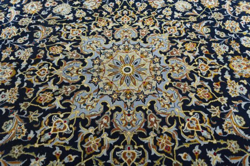 Central medallion detail of 2000s Kashan rug from Iran / Persia