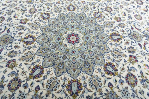 Central medallion detail of 2000s Kashan rug from Iran / Persia