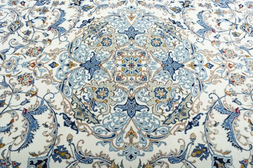 Central medallion detail of 2000s Kashan rug from Iran / Persia