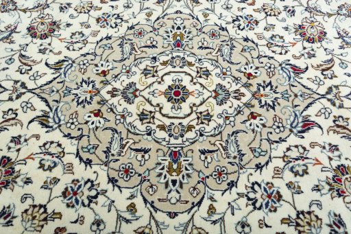 Central medallion detail of 2000s Kashan rug from Iran / Persia
