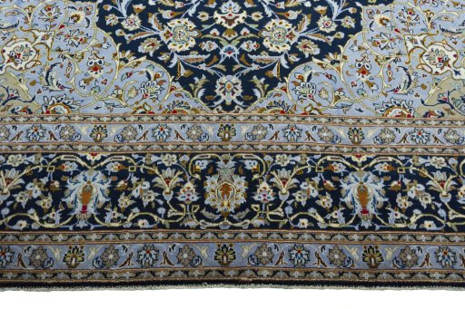 Full view of 2000s Kashan rug from Iran / Persia, 425 × 287 cm in Blue tones