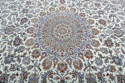 Central medallion detail of 2000s Kashan rug from Iran / Persia