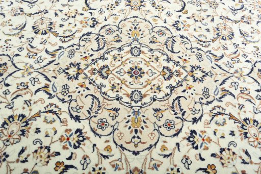 Central medallion detail of 2000s Kashan rug from Iran / Persia