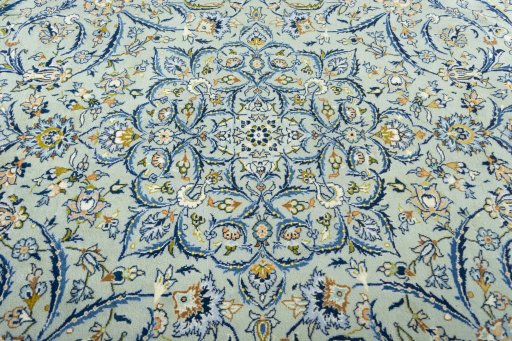 Central medallion detail of 2000s Kashan rug from Iran / Persia