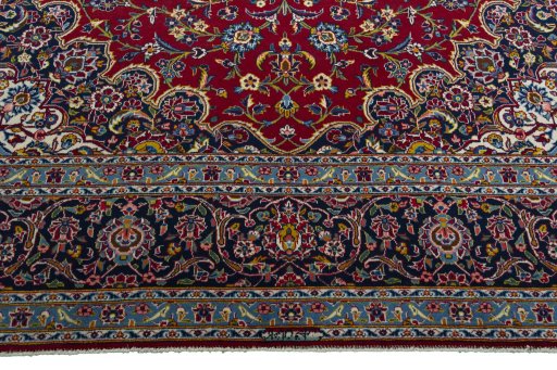Full view of 2000s Kashan rug from Iran / Persia, 381 × 270 cm in Red tones