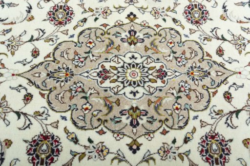 Central medallion detail of 2000s Kashan rug from Iran / Persia