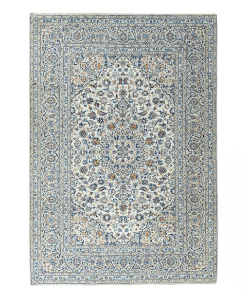 Full view of 2000s Kashan rug from Iran / Persia, 355 × 250 cm in Beige tones