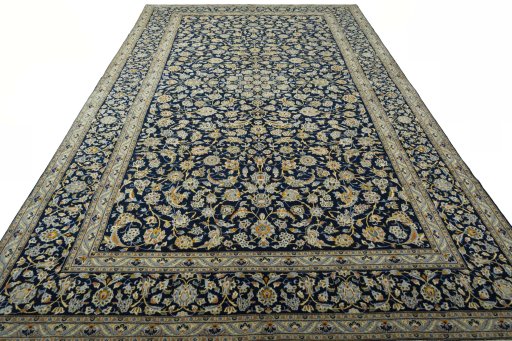 Surface texture of 1970s Kashan rug with natural Wool and intricate pattern