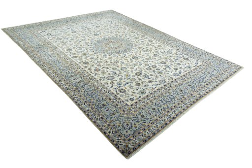 Close-up detail of 2000s Kashan rug from Iran / Persia showing Wool weave