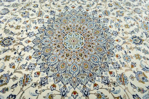 Central medallion detail of 2000s Kashan rug from Iran / Persia