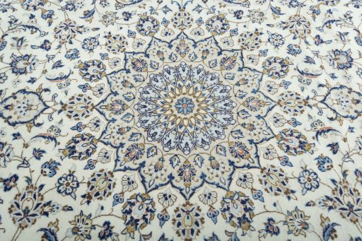 Central medallion detail of 2000s Kashan rug from Iran / Persia