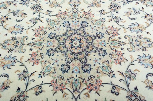 Central medallion detail of 2000s Kashan rug from Iran / Persia