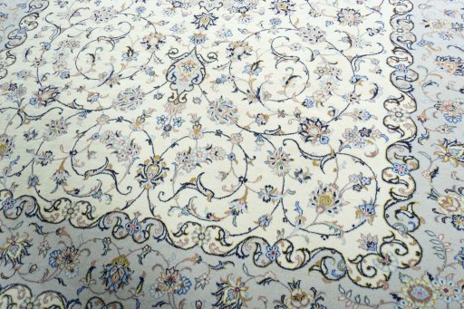 Close-up detail of New Kashan rug from Iran / Persia showing Wool weave