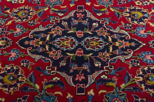 Central medallion detail of 2000s Kashan rug from Iran / Persia